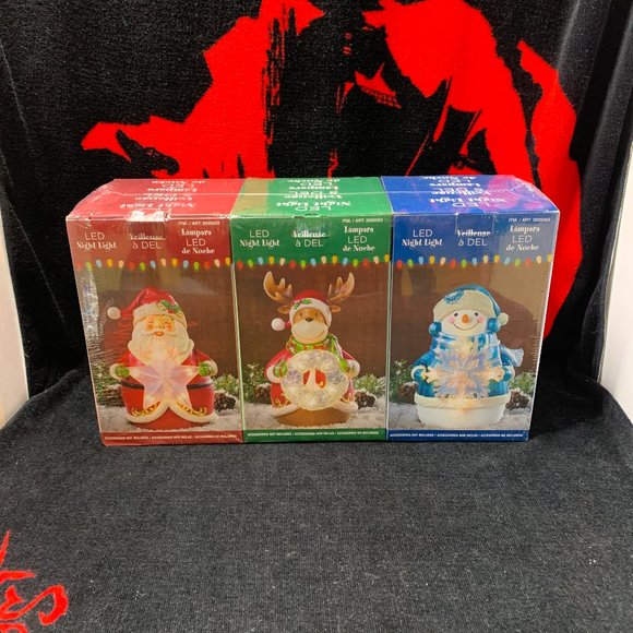 Christmas LED Night Lights. New In Box. Sealed. Set Of Three - Picture 1 of 8